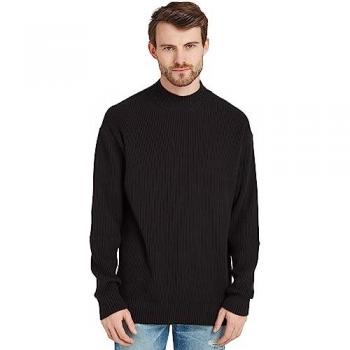 Calvin Klein Men's High Neck Embroidered Sweater - Black, Size XL