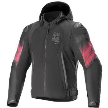 Chaqueta de Moto Alpinestars Zaca Air Venom WP Negro-Rojo Brillante, textil impermeable, talla S, unisex adulto