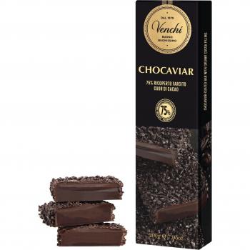 Venchi Chocoviar Barrita de Chocolate Negro con Cuor di Cacao y Pepitas, 200 g
