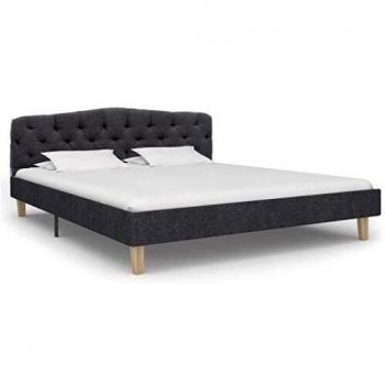 vidaXL Estructura de Cama Tela Somier Mobiliario Hogar Casa Clásica Práctica Cómoda Moderna Robusta y Duradera Sin Colchón Gris Oscura 140x200cm