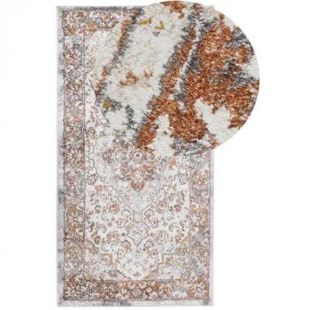 Alfombra Área Beige y Marrón 80 x 150 cm Material Sintético Patrón Oriental Respaldo de Yute Vintage