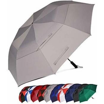 Eono by Amazon - Paraguas de Golf Resistente al Viento con Doble Tela y Sistema de Apertura automático, Antiviento Paraguas Grande, Large Golf Umbrella, Deportivo, Unisex, Impermeable, 58, Gris