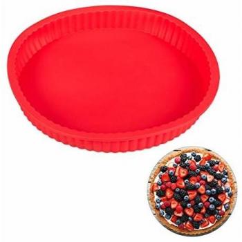 Molde de Silicona Antiadherente para Horno Relaxdays, Redondo 25 cm, Apto para Lavavajillas, Color Rojo