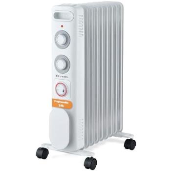 Radiador Eléctrico de Aceite GRUNKEL RD-2000S - 2000W, 9 Elementos, Programable 24h, Termostato Regulable y Ruedas Multidireccionales
