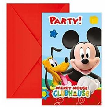 Folat B.V. 81513 Pack 6 Invitaciones, Mickey Mouse, Papel, Multicolor, Unica, 6 Unidades