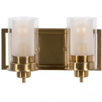 Aplique de Pared Dorado con Cristal y Hierro, 220-240 V, dimensiones 36 x 17 x 21 cm