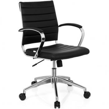 hjh OFFICE PAAVO - Silla de oficina, piel sintética de color negro