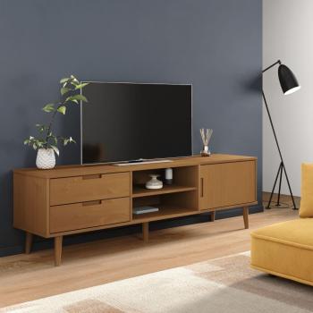 Mueble de TV MOLDE madera maciza de pino marrón 158x40x49 cm vidaXL