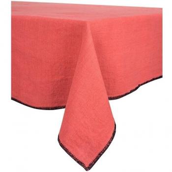Harmony - Mantel Cuadrada rematada en Lin Lavé Letia - 100% lino - rojo naranja Tomette - 170 x 170 cm