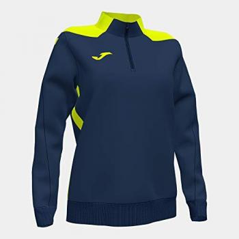 Sudadera de fútbol Joma Championship VI para mujer, color marino con detalles en amarillo flúor