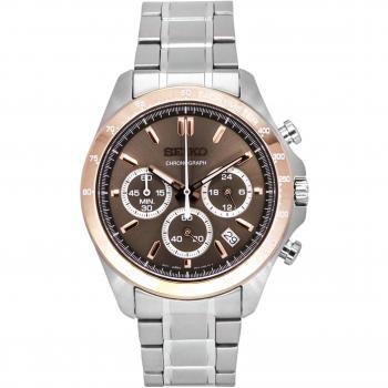 Seiko Spirit Chronograph Stainless Steel 100M Men's Quartz Watch with Brown Dial SBTR026