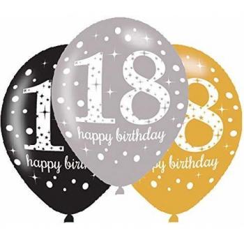 amscan - Globos de látex celebración 18 años de 53 cm.