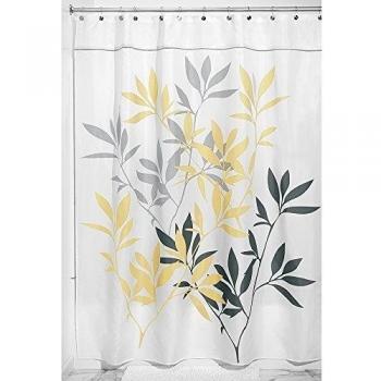 InterDesign Leaves Fabric Shower Curtain, Yellow/Gray, 72-Inch by 84-Inch by InterDesign