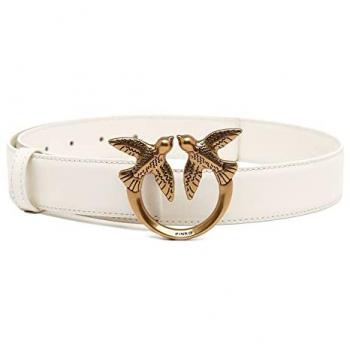 Pinko Women's Love Berry H3 White Leather Belt Size L