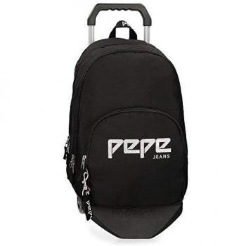 Pepe Jeans Uma Mochila Doble Compartimento con Carro Negro 32x44x22 cms Poliéster 20.46L