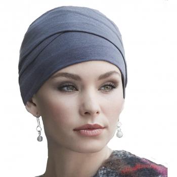 Gorro Zoya color azul grisáceo para mujeres con alopecia