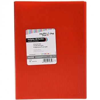 Grafoplás 01451751－Carpeta de fundas Multiline, 20 fundas, tamaño folio, color rojo