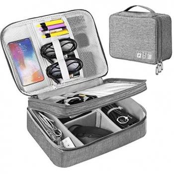 HCFGS Bolsa organizadora de cables de viaje, bolsa organizadora de accesorios electrónicos, bolsa universal para cables, banco de energía, unidad USB, cargador de disco duro