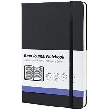 Amazon Brand - Eono Cuaderno A5, Libreta Forrado con Tapa Dura, Perfecto para Oficina, Hogar, Escuela, Blocs de Notas y Escritura - 192 Páginas, Negro, Paquete de 1