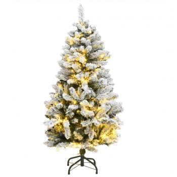 150 cm Flocked Snow Artificial Hinged Christmas Tree with 150 LEDs