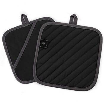 BONTHEE Un par de 20 x 20 cm, almohadillas calientes lavables para cocinar y hornear, color negro