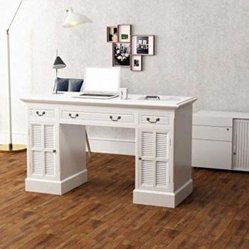 vidaXL Escritorio Pedestal Doble Blanco 140x48x80 cm Oficina Mobiliario Casa