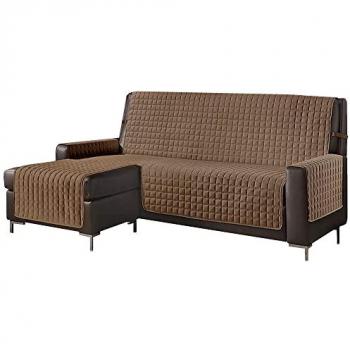Funda de sofá chaise-longue 3 plazas reversible adaptable a ambos lados moka