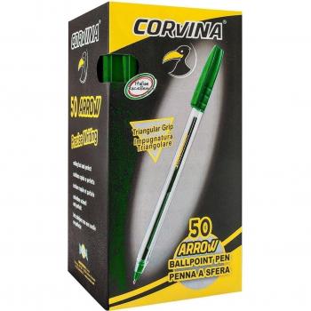 Corvina Arrow - Caja de 50 boligrafos, color verde