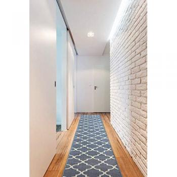 RUGSX Alfombra de Pasillo Antideslizante Moderno y Económico 90x240 cm Enrejado Trébol Marroquí Gris Trellis 30352