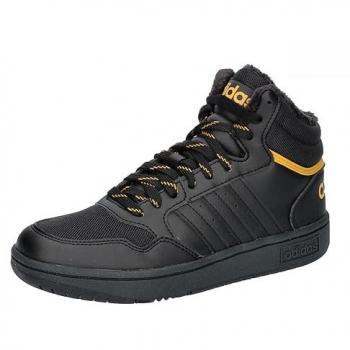 Adidas Hoops Mid 3.0 Kids Sneakers - Unisex, Core Black/Preloved Yellow