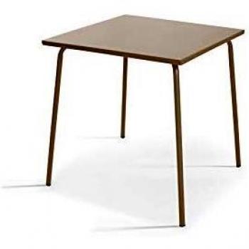 Mesa de jardín cuadrada de metal taupe 70cm - Oviala