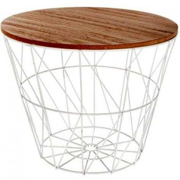 Mesa de centro redonda Kumi blanca de metal - 38 cm - Laqueada