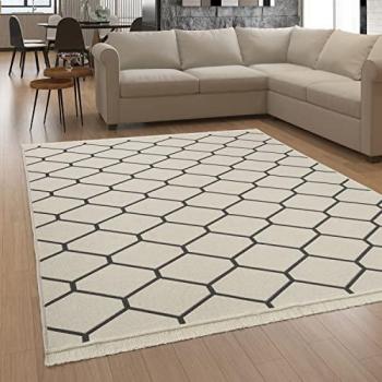 Alfombra Salon Lavable Nordica Boho con Flecos 120x160 cm Color Antracita