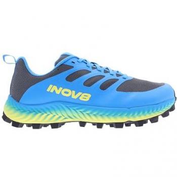 Inov8 Zapatillas de Trail Running Anchas Mudtalon para Hombre, Gris oscuro/azul/amarillo, Talla 12.5 Wide
