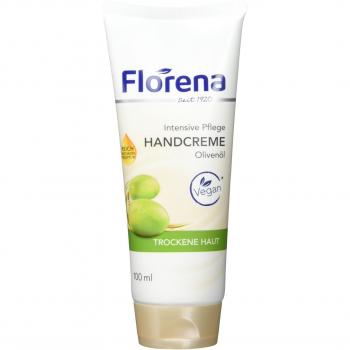 Crema de Manos Vegana Florena con Aceite de Oliva 100ml - Sin Alcohol, Sin Silicona