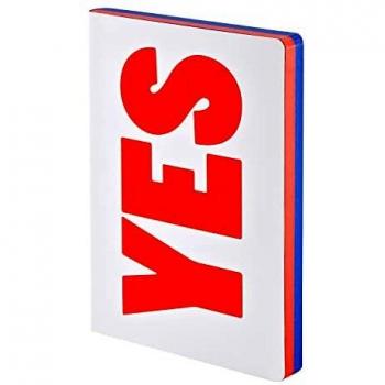 Cuaderno Gráfico L Yes-No A5+ Puntos 256 Hojas 120g Cubierta de Cuero Blanco Corte de Color Motivo Serigrafía