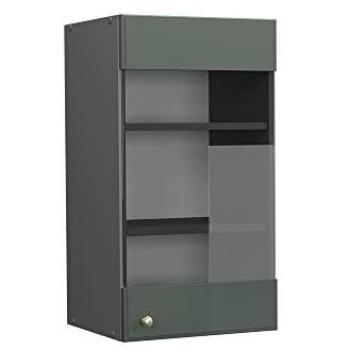 Armario de cocina colgante con vidrio Fame-Line, Verde dorado, 40 cm