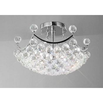 Cesto Plafón 4 Bombillas Cromo Pulido con Cristal
