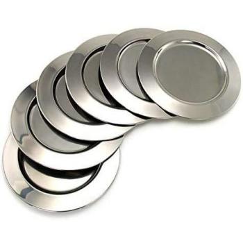 Set de 6 bajoplatos de acero inoxidable plateados -Ø 32 cm - Bandeja para aperitivos - Plata