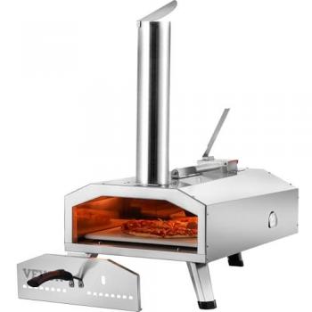 Vevor 12-Inch Portable Outdoor Pizza Oven - Tri-Fuel Stainless Steel BBQ with Pellets, Chips, and Charcoal