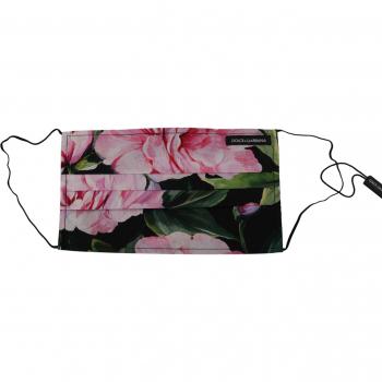 Dolce & Gabbana Black Floral Pleated Elastic Ear Strap Face Mask