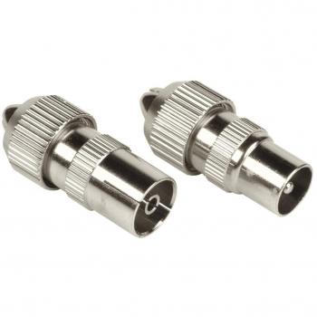 Conector Coaxial Hama 2 Pzs Metal, Conector y Acoplador Rosqueable para Antena