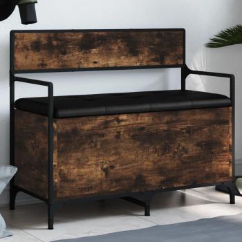 Banco de almacenaje de madera multicapa en roble ahumado 85,5x42x73,5 cm