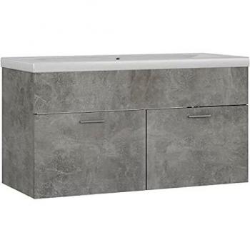 Mueble con Lavabo de Madera de Ingeniería Gris Hormigón