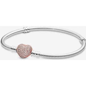 Pulsera Pandora Moments con Cierre Corazón Pavé de Circonitas Cúbicas en Oro Rosa de 14K - 21 cm