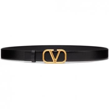 Valentino Garavani Men's Vlogo Signature Leather Belt in Black | Size 100 | 4Y2T0Q90ECU0NO
