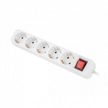 Regleta Lanberg 5 Tomas Schuko con Protección Sobretensiones Cable 3 Metros Color Blanco