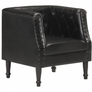 Sillón de cuero auténtico negro Día y Noche