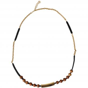 Multicolor Black Gold Wooden Beaded Necklace Pendant for Men - One Size