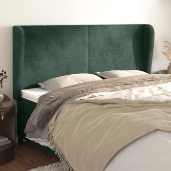 Cabecero con orejas de terciopelo verde oscuro 203x23x118/128cm Vidaxl